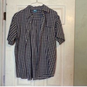 Burnside Men's Casual Button Down Shirt - Blue and White Checkered